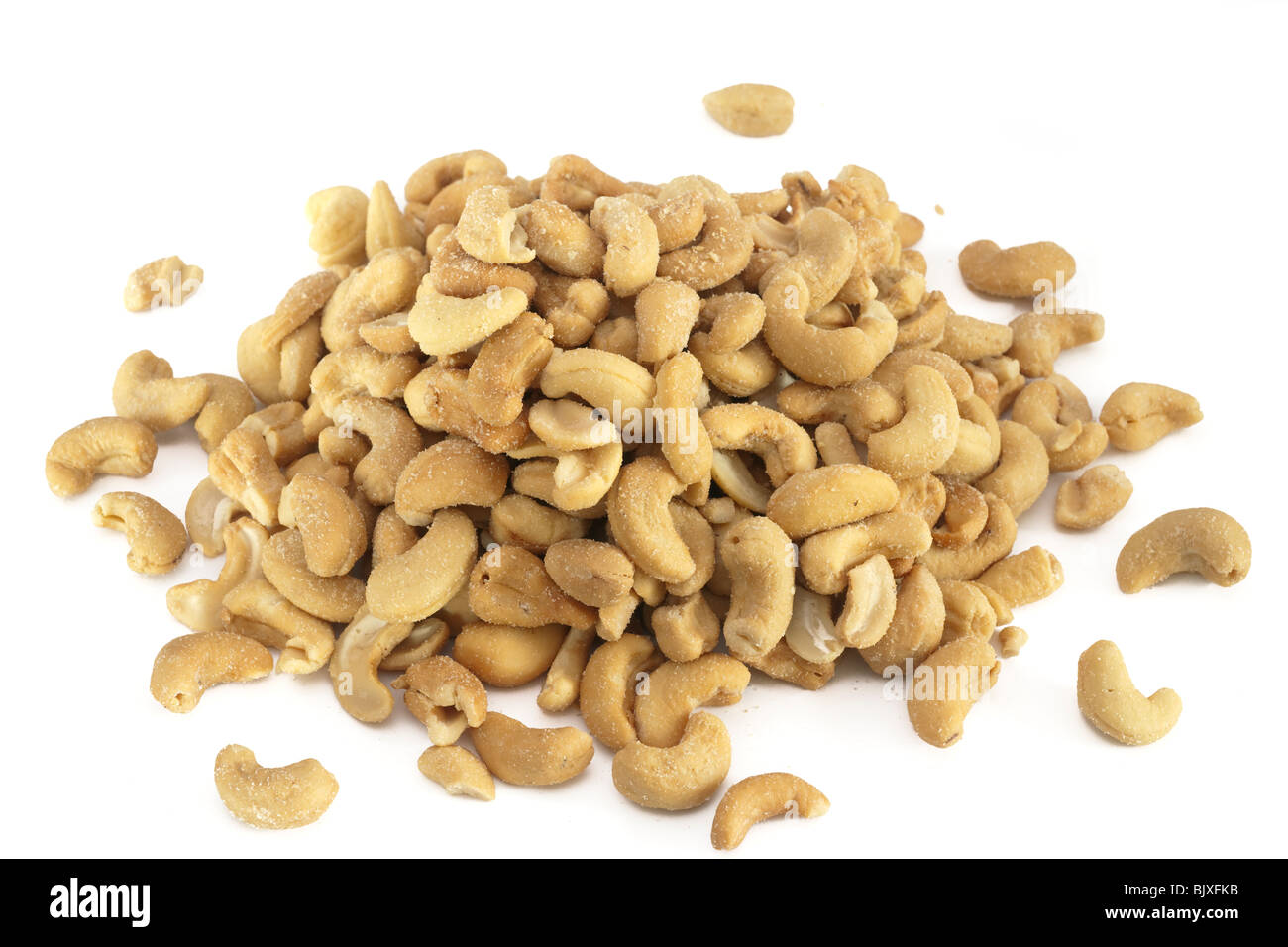 Haufen von gesalzene Cashew-Nüssen Stockfoto