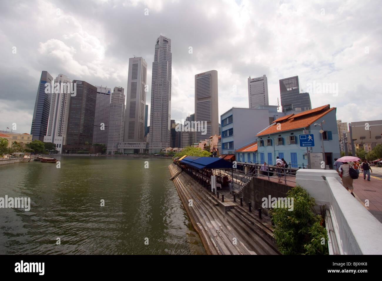 Skyline von Singapur Hafen Stockfoto