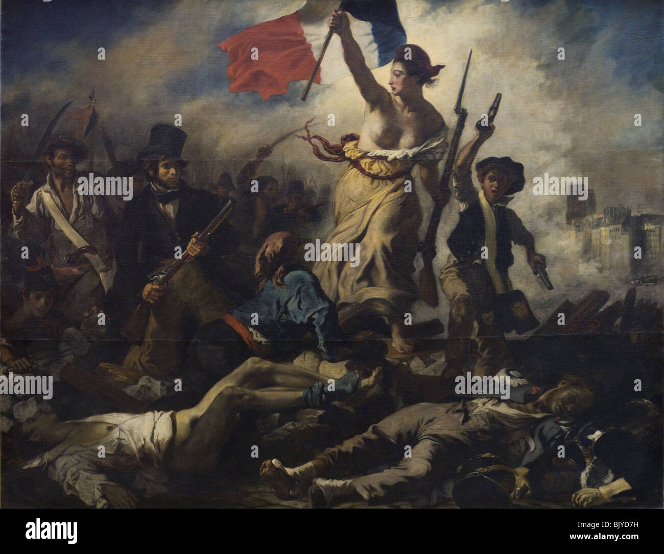 Eugène Delacroix Le 28 Juillet, La Liberté guidant le Peuple - am 28. Juli Freiheit führen die Menschen 1831 XIX th Jahrhundert Französisch Stockfoto