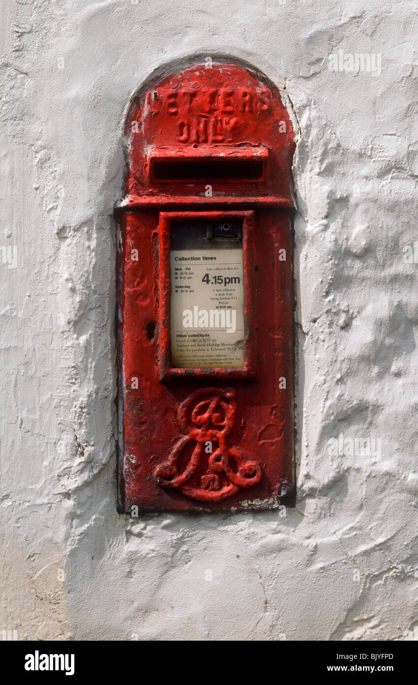 Wand-Briefkasten, Edward Vll, Derbyshire Stockfoto