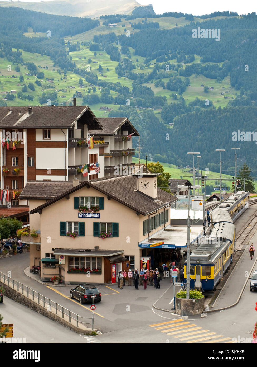 Bahnhof Grindelwald in der Schweiz Stockfoto