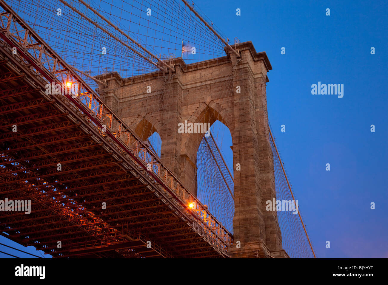 Brooklyn Bridge Tower in New York City USA Stockfoto