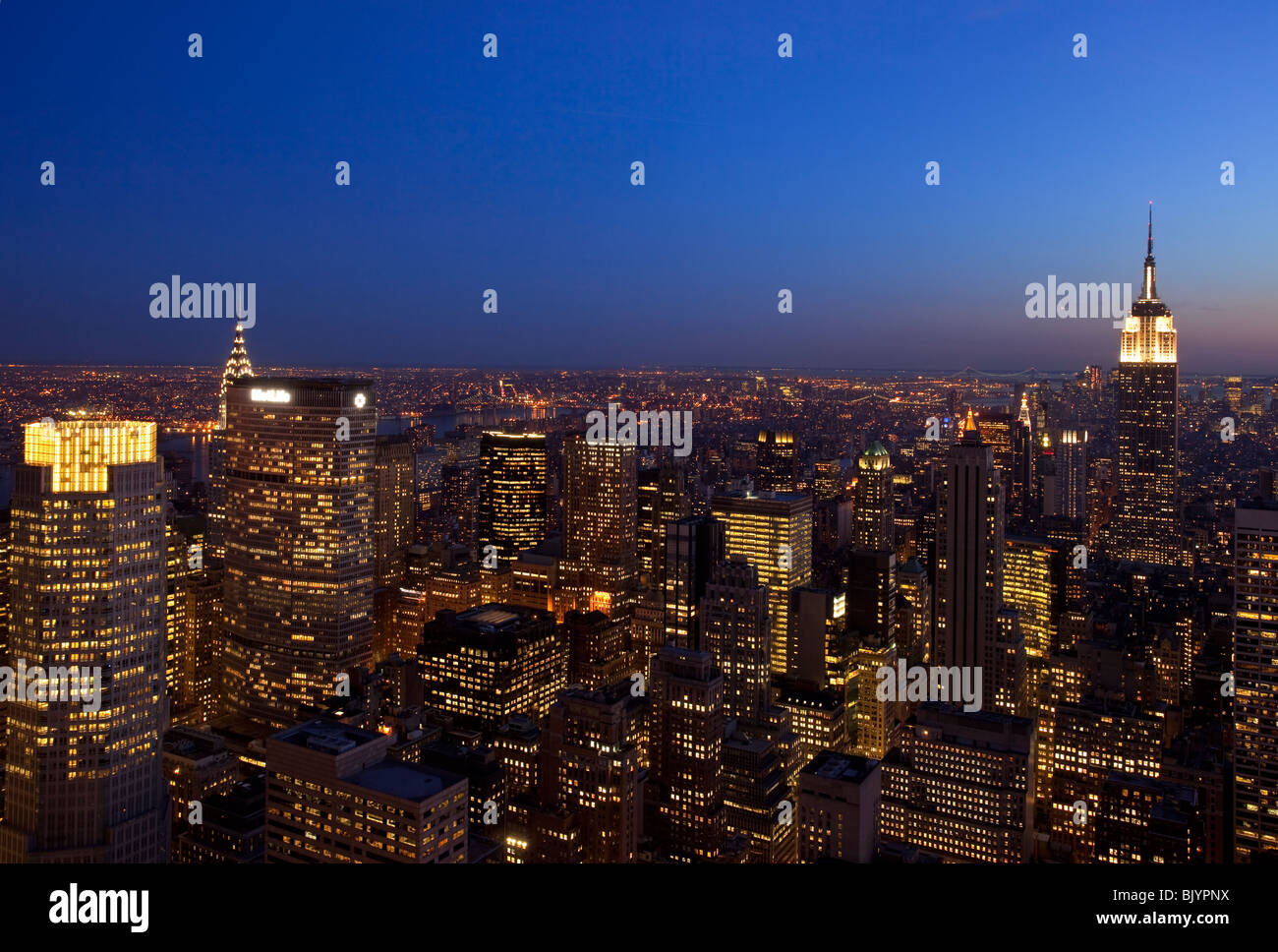 Dämmerung über Manhattan, New York City, USA Stockfoto