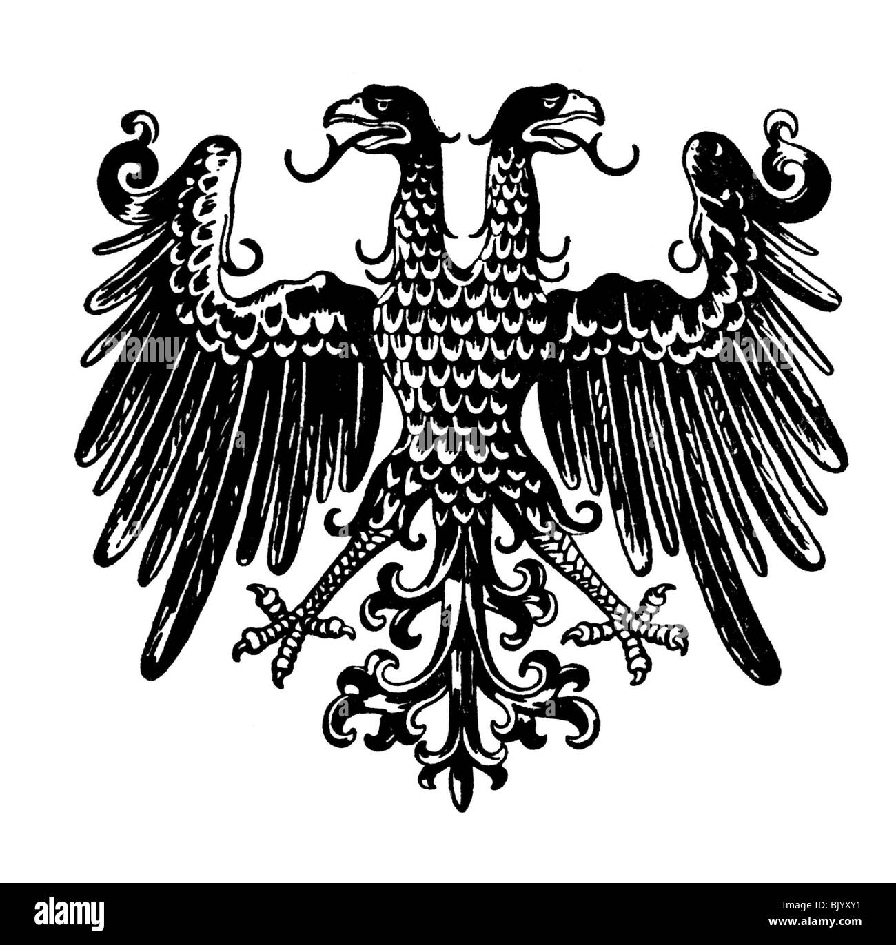 Heraldik, Embleme, Deutsches Reich, doppelköpfiger Adler, 1848, Stockfoto
