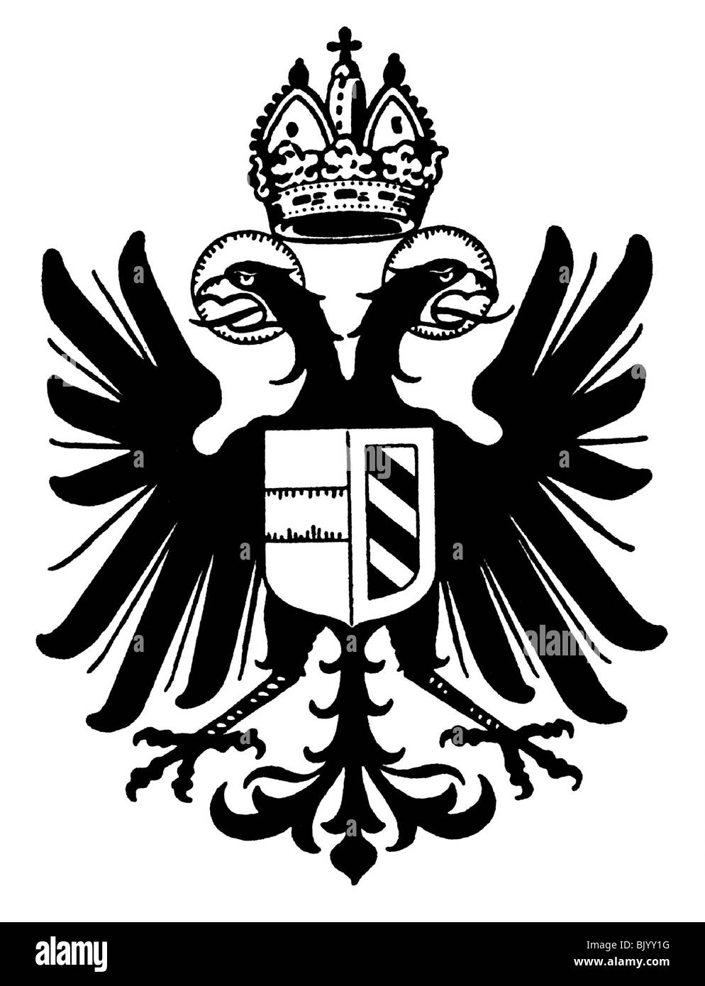 Heraldik, Embleme, Heiliges Römisches Reich des Deutschen Kaiserreichs, Kaiseradler, ca. 1500, Stockfoto