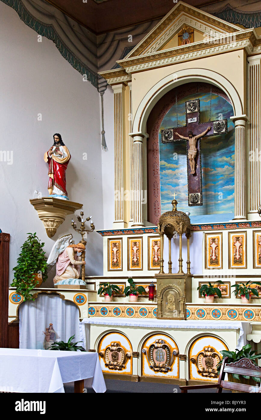 Christus am Kreuz am Altar Mission Ysleta El Paso Texas USA Stockfoto