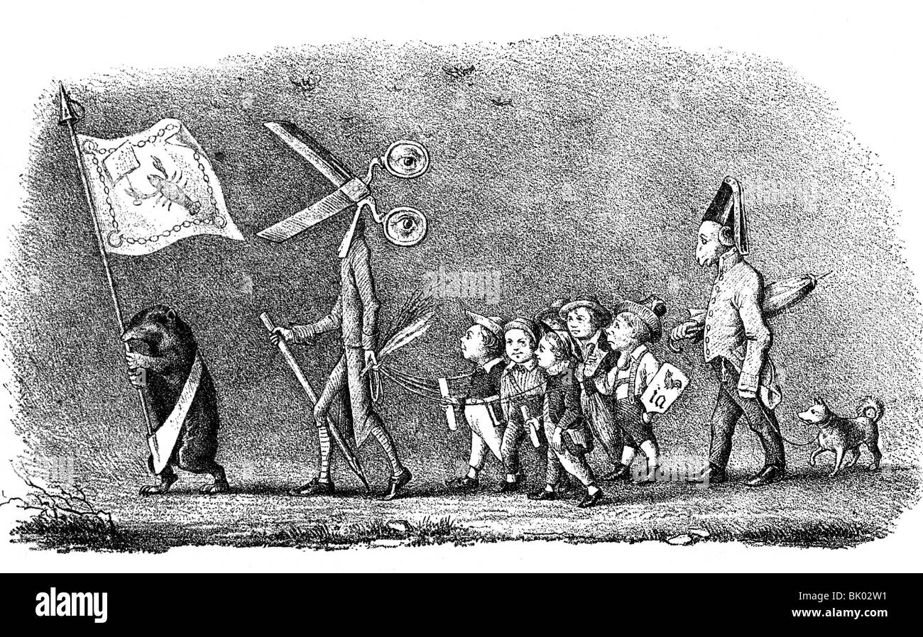 Geografie/Reisen, Deutschland, Zensur, Karikatur, "die gute Presse", Holzgravur, erste Hälfte des 19. Jahrhunderts, Stockfoto