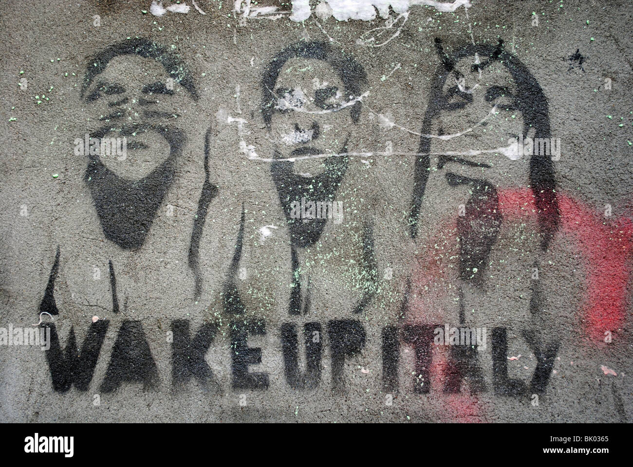 WAKE UP Italien Graffiti, Venedig, Italien Stockfoto