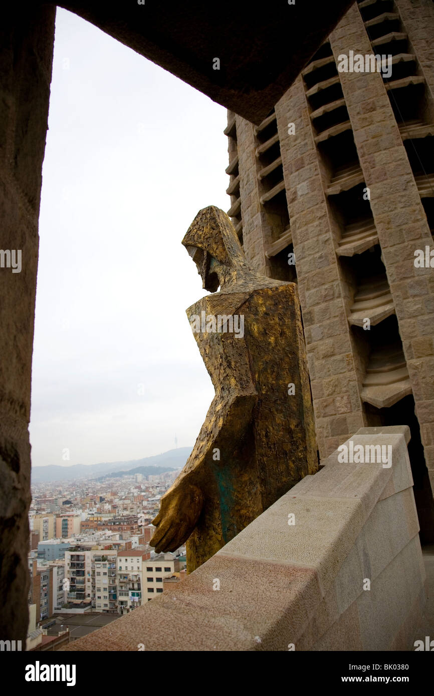 Sagrada Familia, Christus, Blick über die Stadt - Barcelona Stockfoto