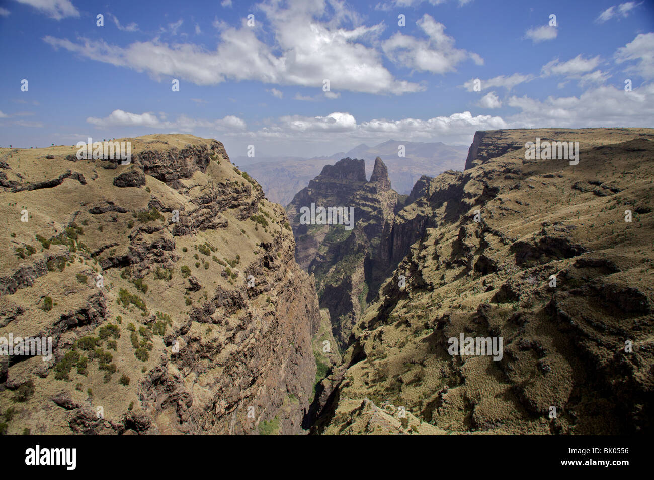 Blick von der Böschung Simien Mountains, Äthiopien. Stockfoto