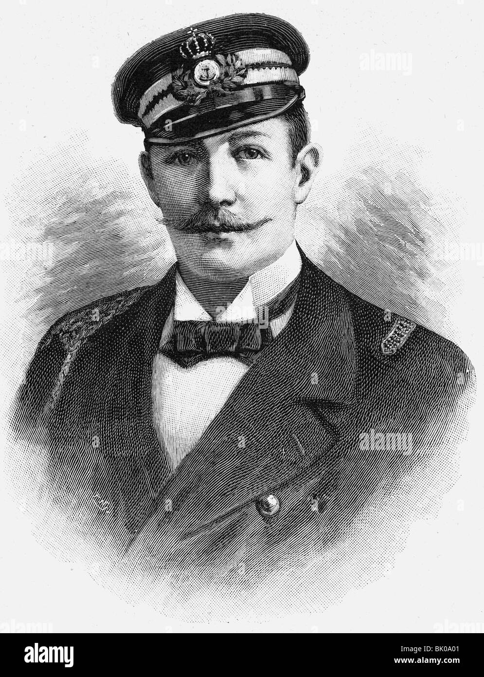 George, 24.6.1869 - 25.11.1957, Prinz von Griechenland, Hochkommissar von Crete 1898 - 1906, Porträt, Holzgravur, ca. 1900, Stockfoto