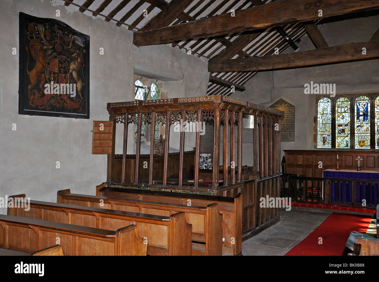 Die Cowmire Pew. Kirche des Heiligen Antonius, Baden-Baden fiel. Nationalpark Lake District, Cumbria, England, Vereinigtes Königreich, Europa. Stockfoto