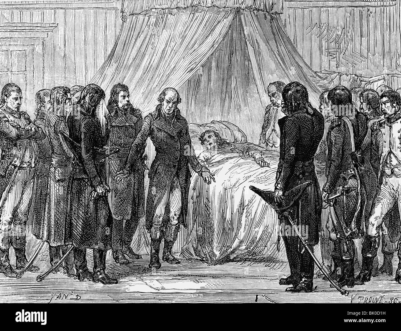 Hoche, Louis Lazare, 25.6.60-19.9.1797, französischer General, an Tuberkulose gestorben in Wetzlar, Holzgravur, 19. Jahrhundert, Stockfoto