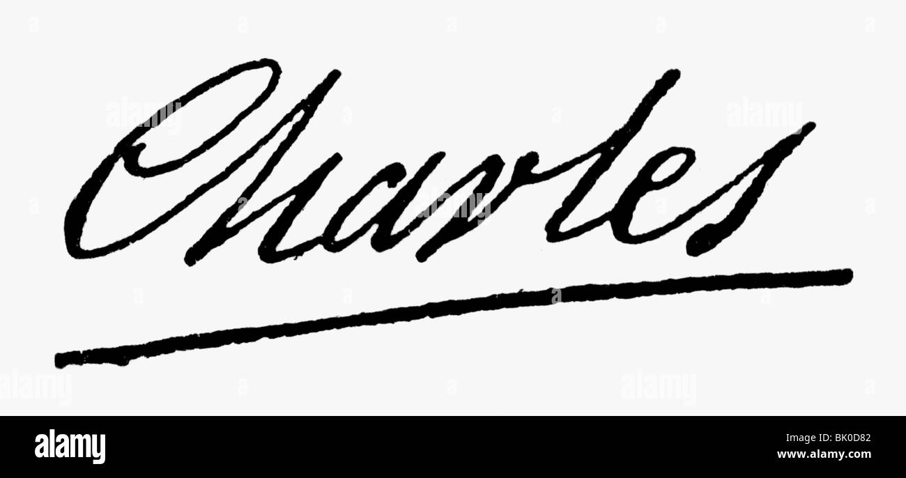 Charles X Philip, 9.10.1757 - 6.11.186, König von Frankreich 16.9.188 - 2.8.1830, Unterschrift, Stockfoto