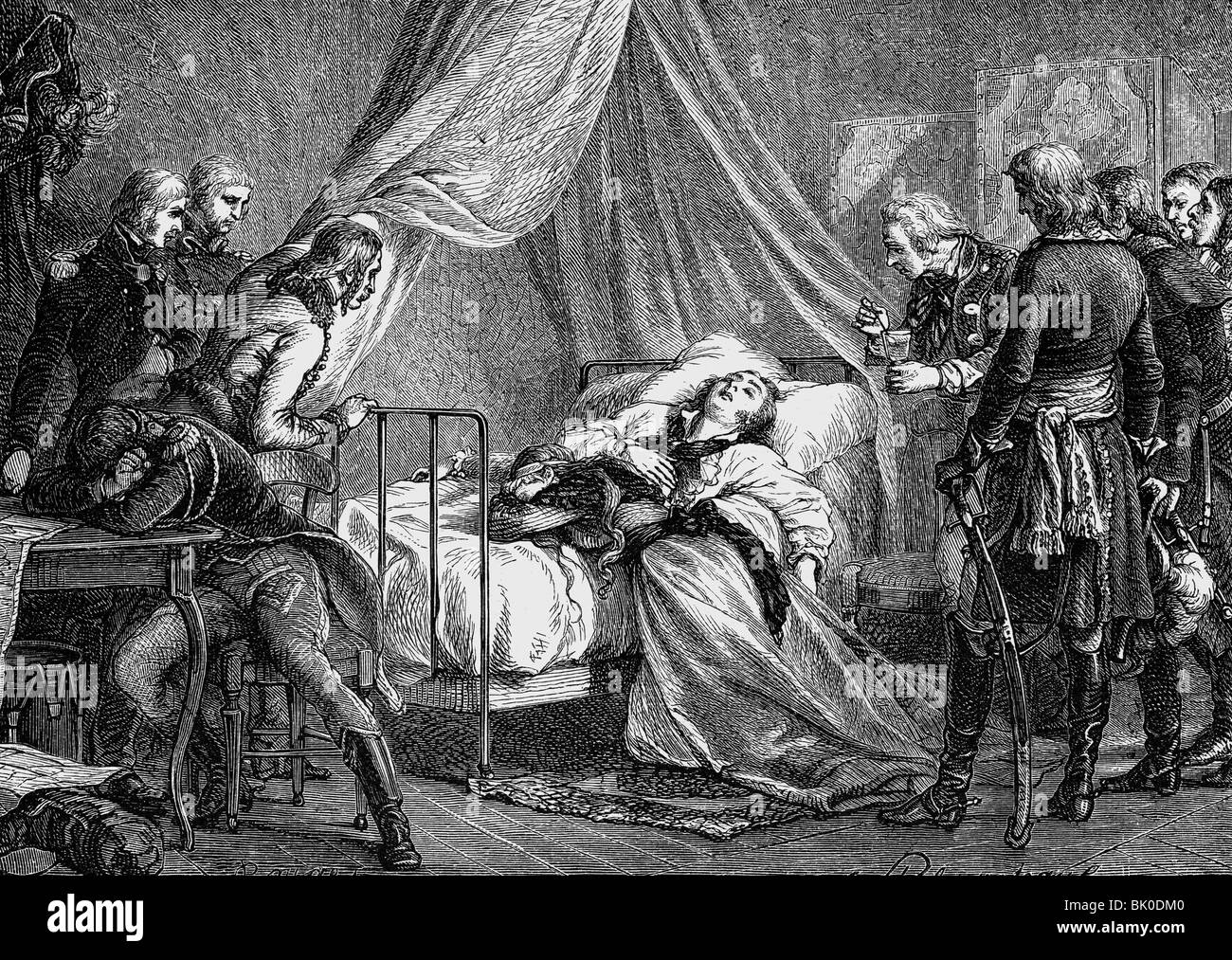 Hoche, Louis Lazare, 25.6.60-19.9.1797, französischer General, an Tuberkulose gestorben in Wetzlar, Holzgravur, 19. Jahrhundert, Stockfoto