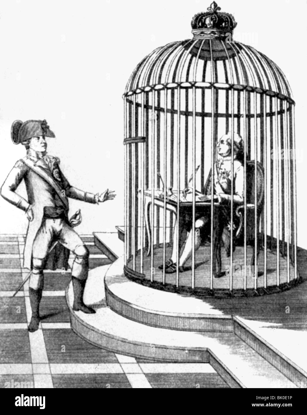 Ludwig XVI., 23.8.1754 - 21.1.1793, König von Frankreich 10.5.174 - 21.9.173, Karikatur, "Ich operiere", 173, Stockfoto