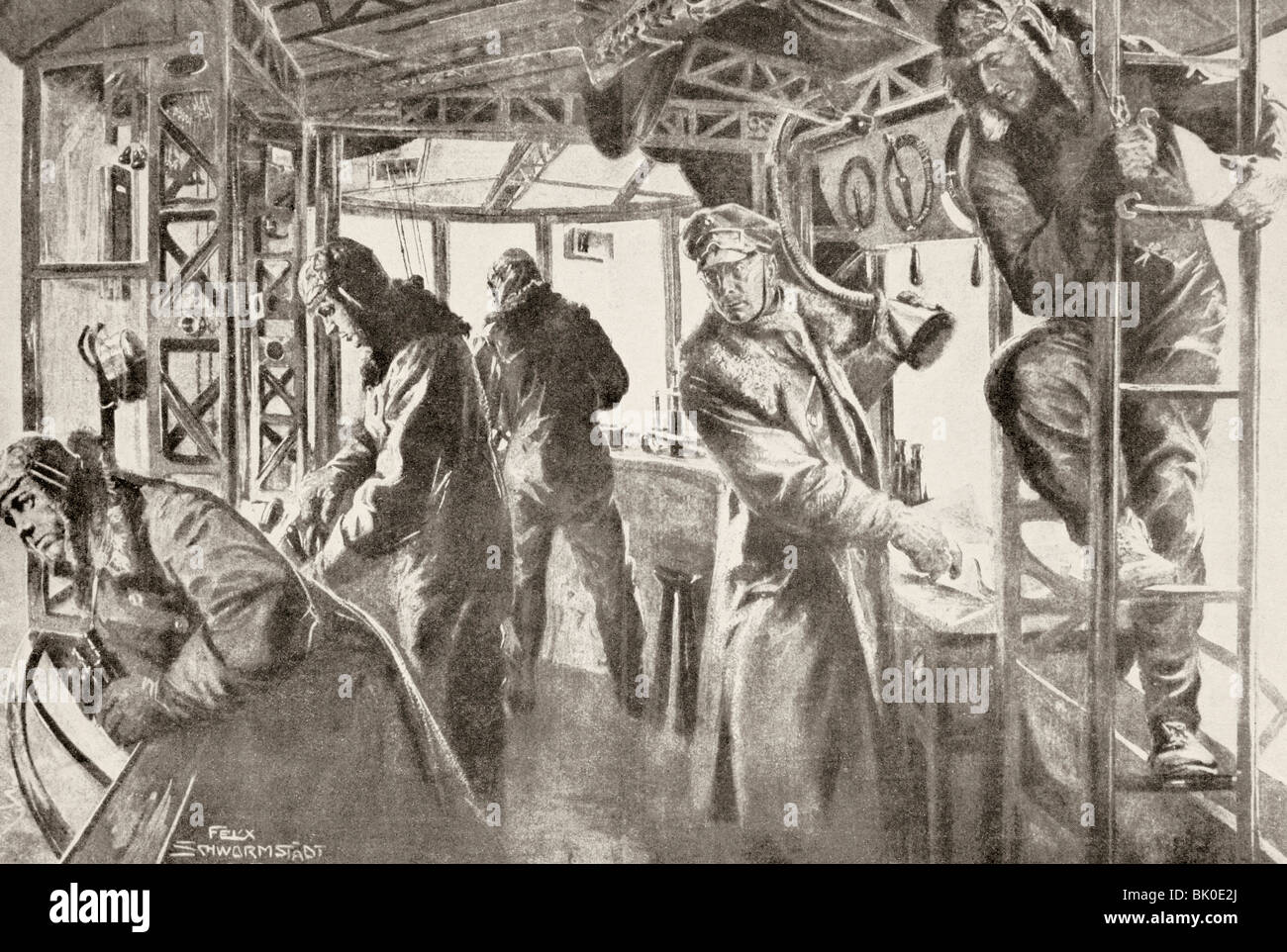 Der Kommandant Post in der Kabine ein Zeppelin Luftschiff während des ersten Weltkrieges. Stockfoto