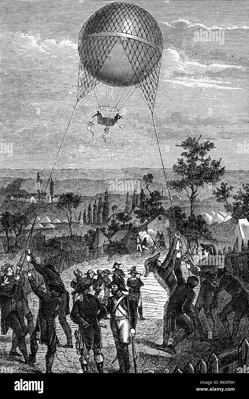 Militär, Frankreich, Aeroslase mit Beobachtungsballon, ca. Stockfoto