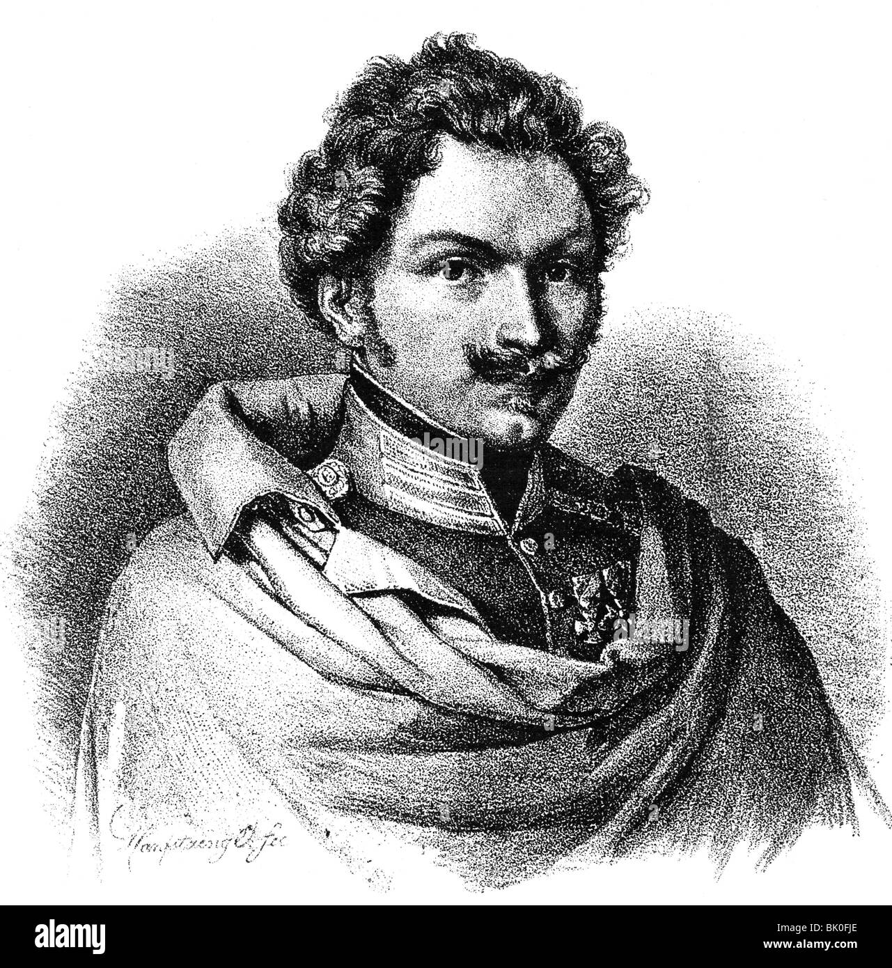 Karl, 7.7.95 - 16.8.1875, Prinz von Bayern, Porträt, lithographisch von Franz Hanfstaengl, 1. Hälfte 19. Stockfoto