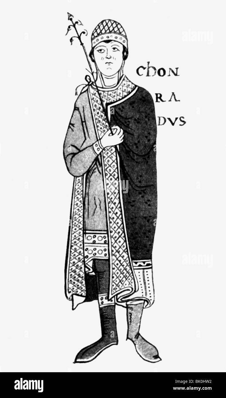 Conrad (III), 12.2.1074 - 27.7.1101, deutscher König 1087 - 1088, volle Länge, nach dem Manuskript von Donizo, 1114, Stockfoto