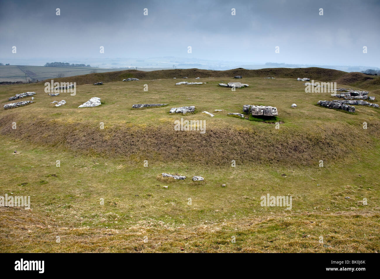 Arbor Low ist ein neolithischen Henge-Monument in der weißen Spitze, Teil des Derbyshire Peak District Stockfoto