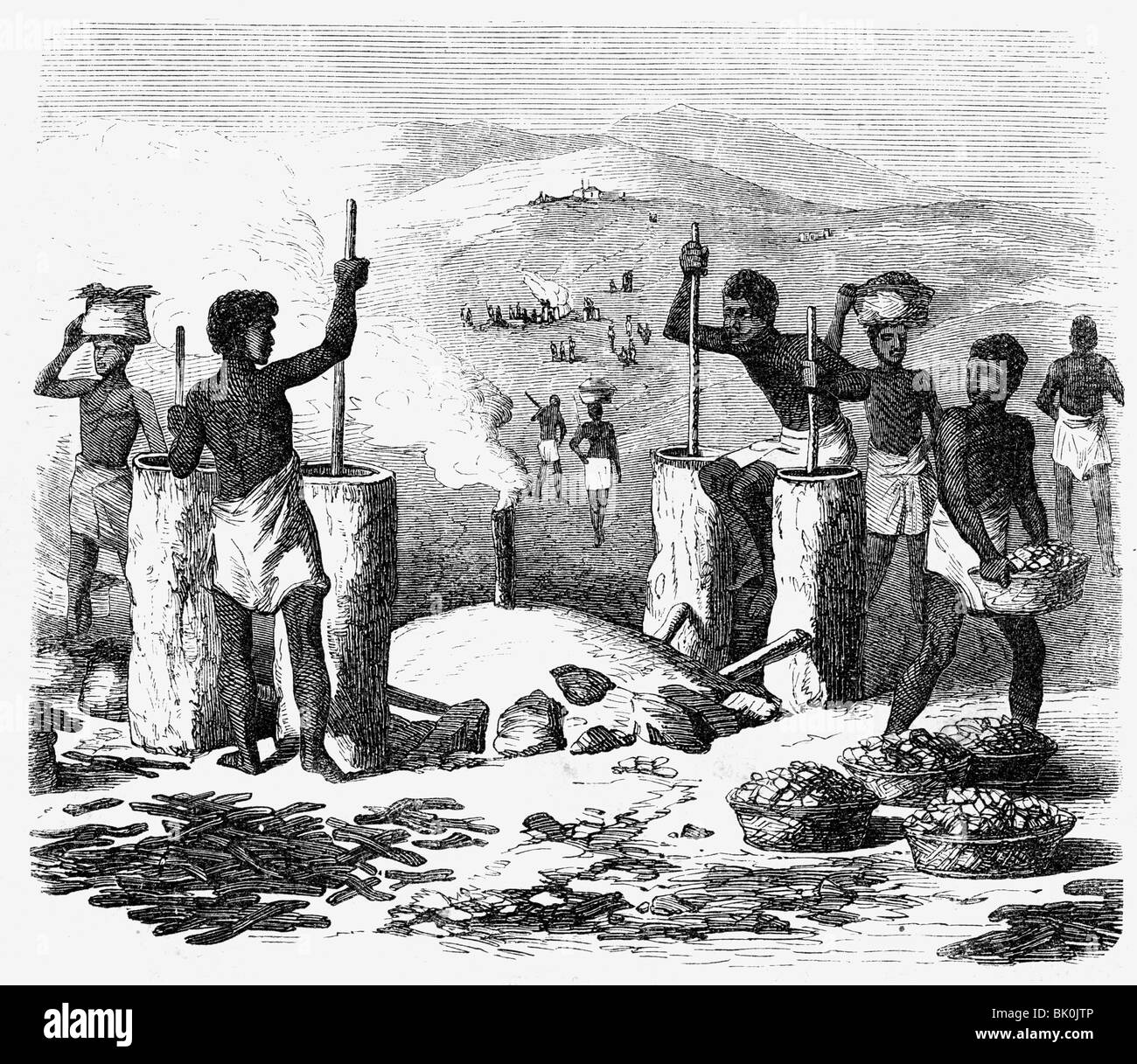 Industrie, Metall, Eisen, Hütteneisen in Afrika, Holzgravur, Buch der Erkundungen, herausgegeben von Otto Spamer, Leipzig, 1872, Stockfoto