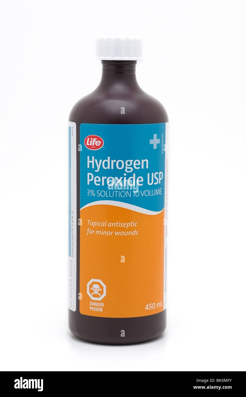 Flasche Wasserstoffperoxid-Lösung Stockfoto