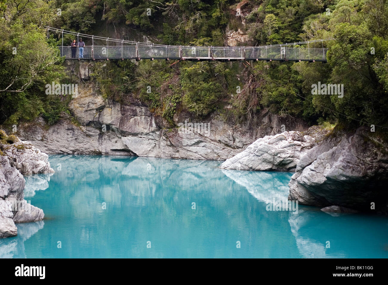 Türkisfarbenen Wasser des Flusses Hokitika, Neuseeland Stockfoto