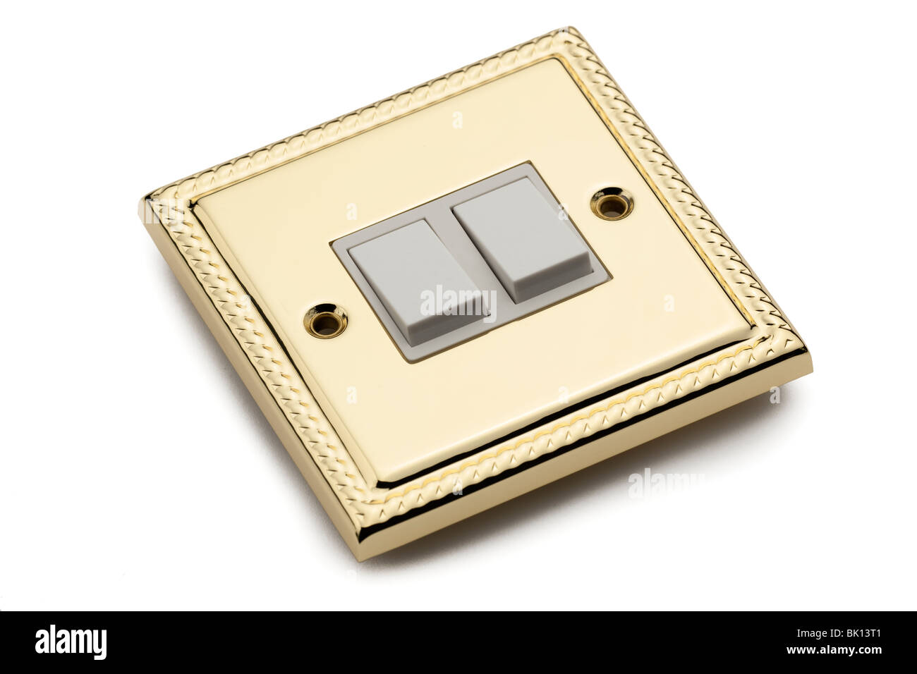 Doppel-Gold plattiert elektrisches Lichtschalter Stockfoto