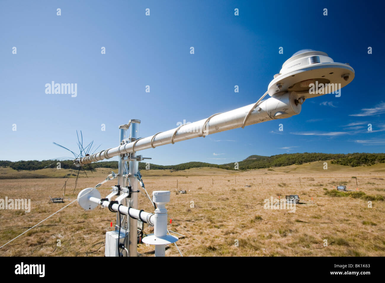 Ein wissenschaftliches Experiment von Wissenschaftlern aus Sydney University, Australien, C02-Austausch zwischen Boden und Atmosphäre zu studieren. Stockfoto