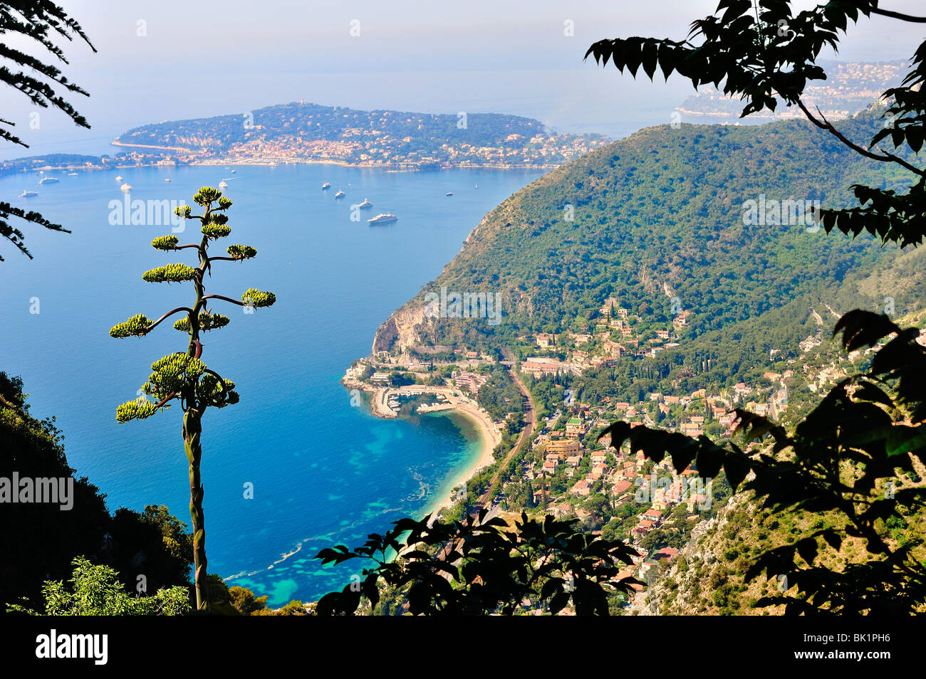 Blick auf die Cote d ' Azur von Eze Village, Frankreich. Stockfoto