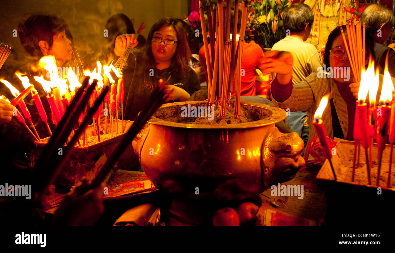 Der Man Mo Tempel in Hong Kong, China. Stockfoto