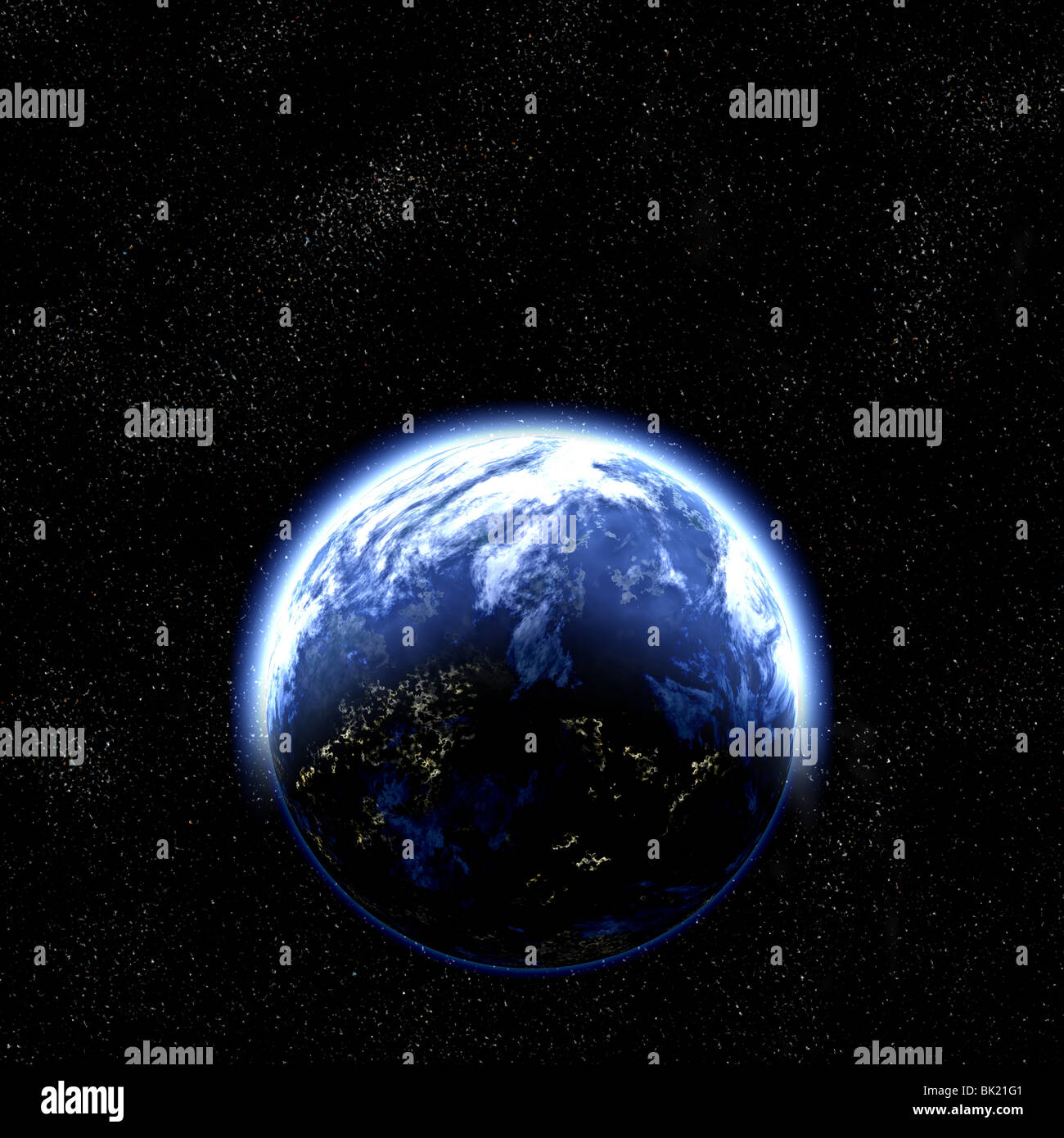 große Abbildung der Erde wie Planeten im Weltraum Stockfoto
