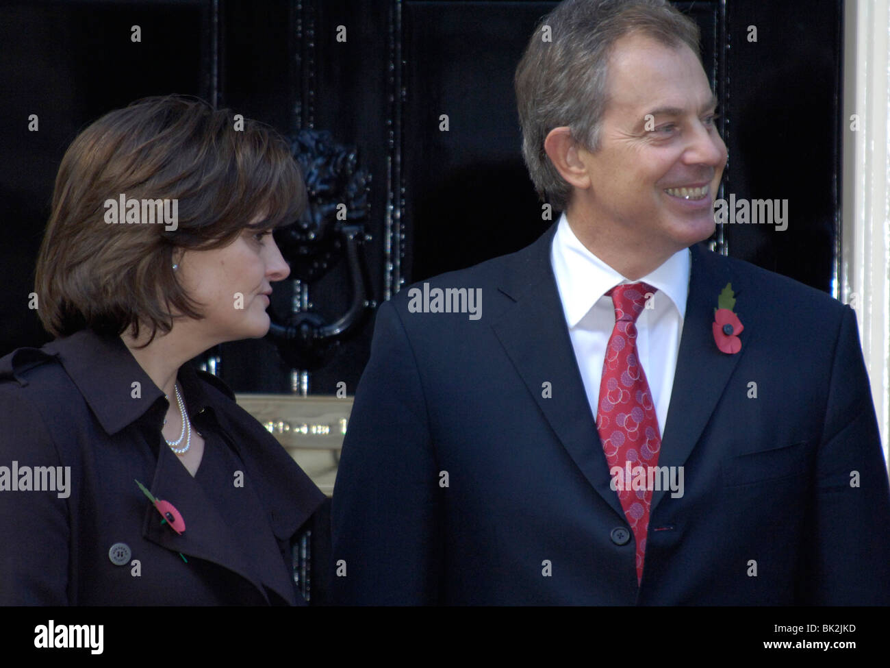 Premierminister Tony Blair und seine Frau Cherie begrüßen Hu Jintao, der chinesische Präsident und seine Frau während ihrer UK-Staatsbesuch Stockfoto
