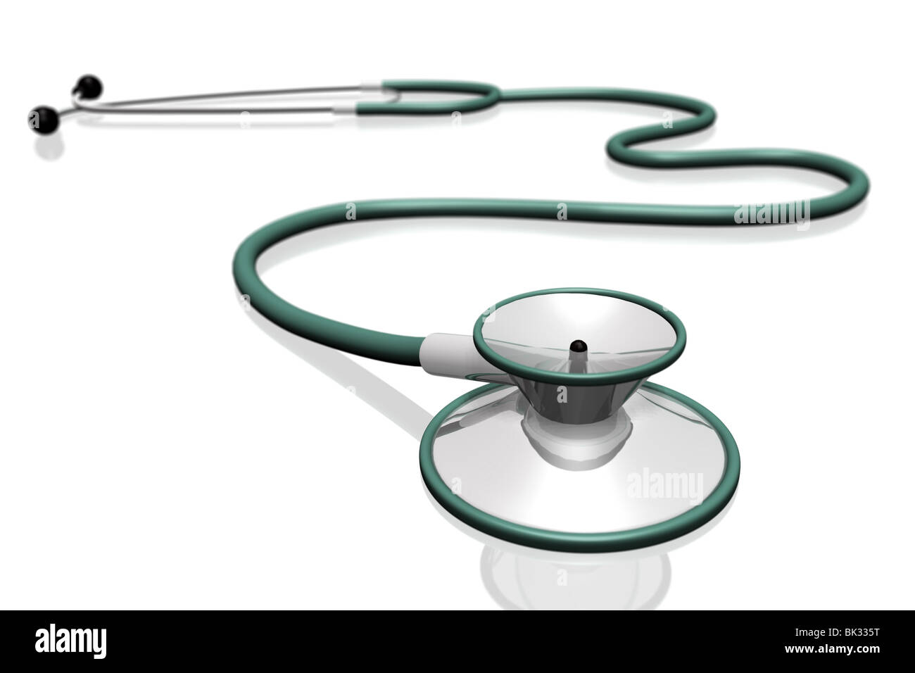 Ein Stethoskop, isoliert auf einem weißen Hintergrund. Stockfoto