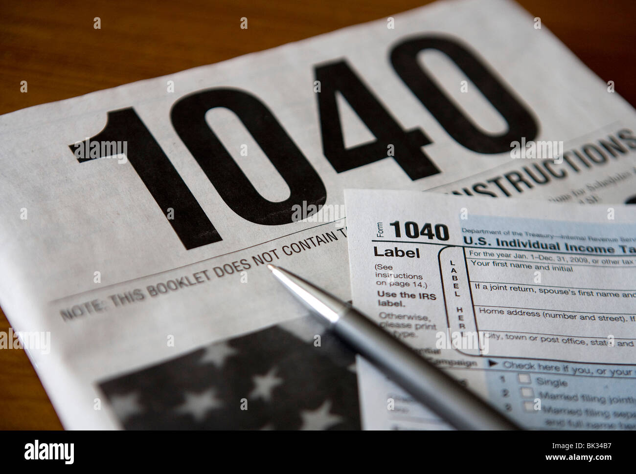 Eine Form der Vereinigten Staaten Einkommensteuer 1040. Stockfoto