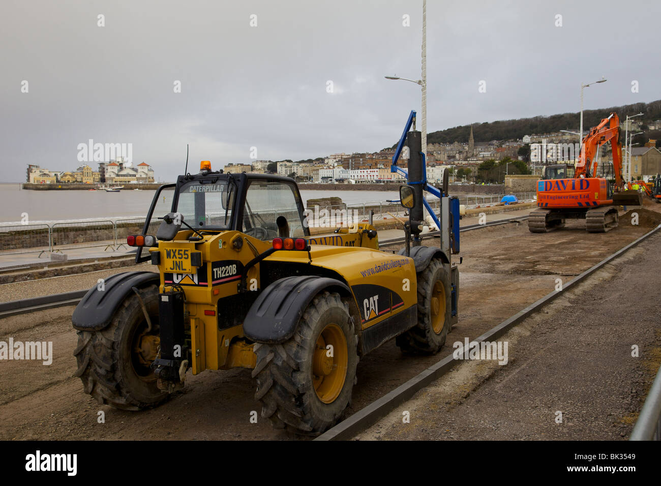 Re Durchsetzung des Meeres Verteidigung in Weston-Super-Mare, England Stockfoto