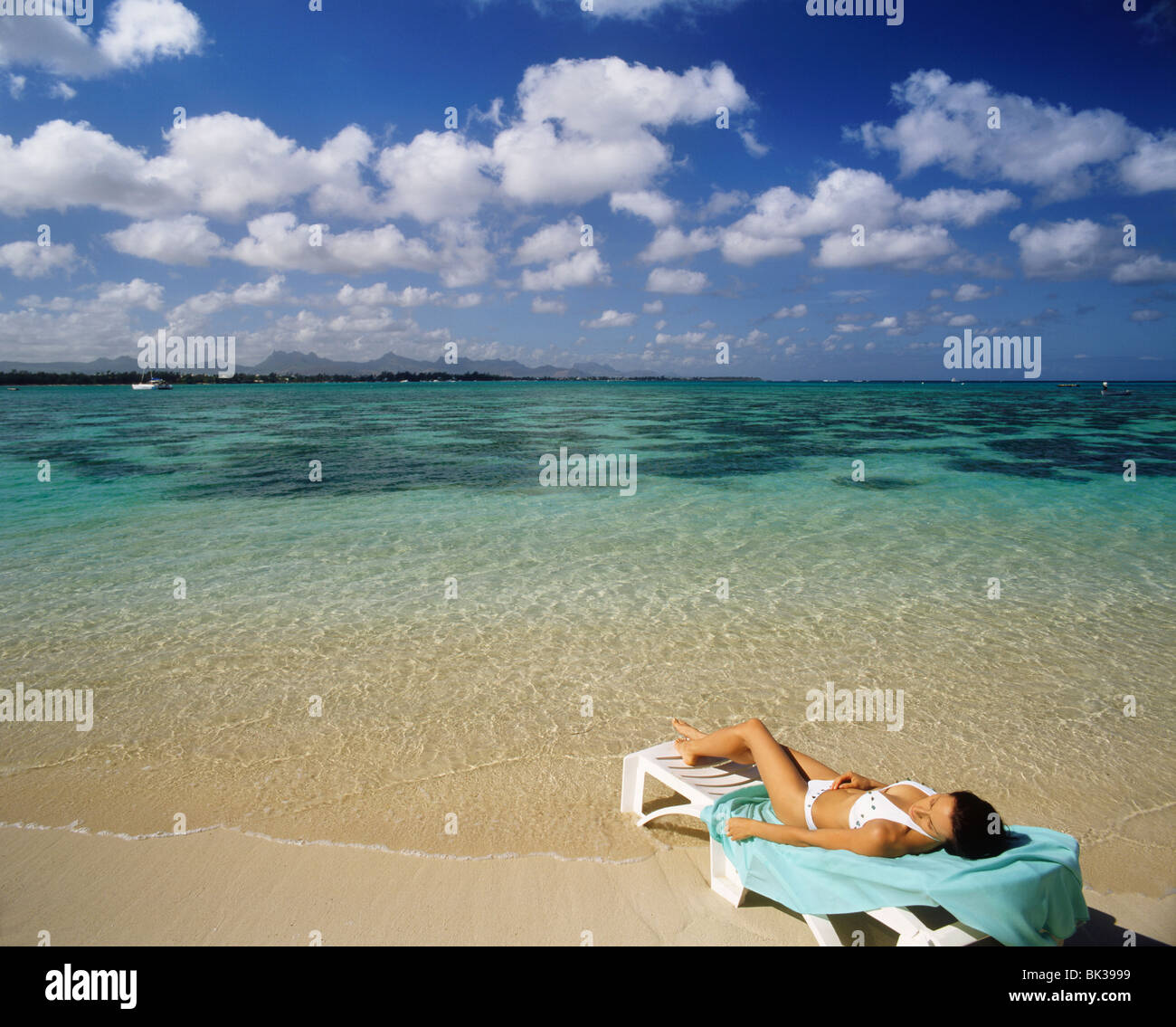 Strand von Club Med La Pointe Aux Canonniers, Mauritius, Indischer Ozean, Asien Stockfoto