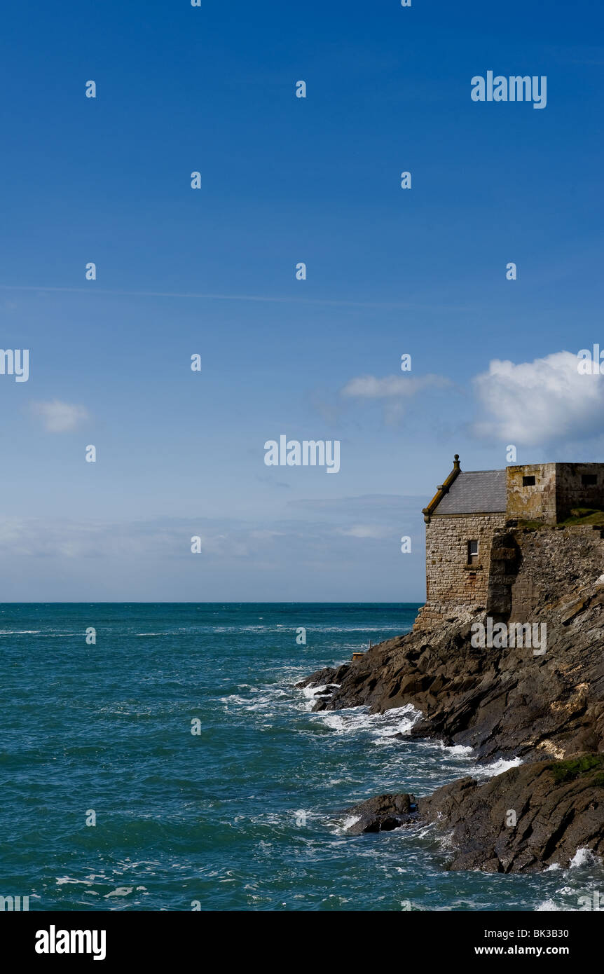 Die alten Rettungsboot station in Camborne Hafen in Cornwall. Stockfoto