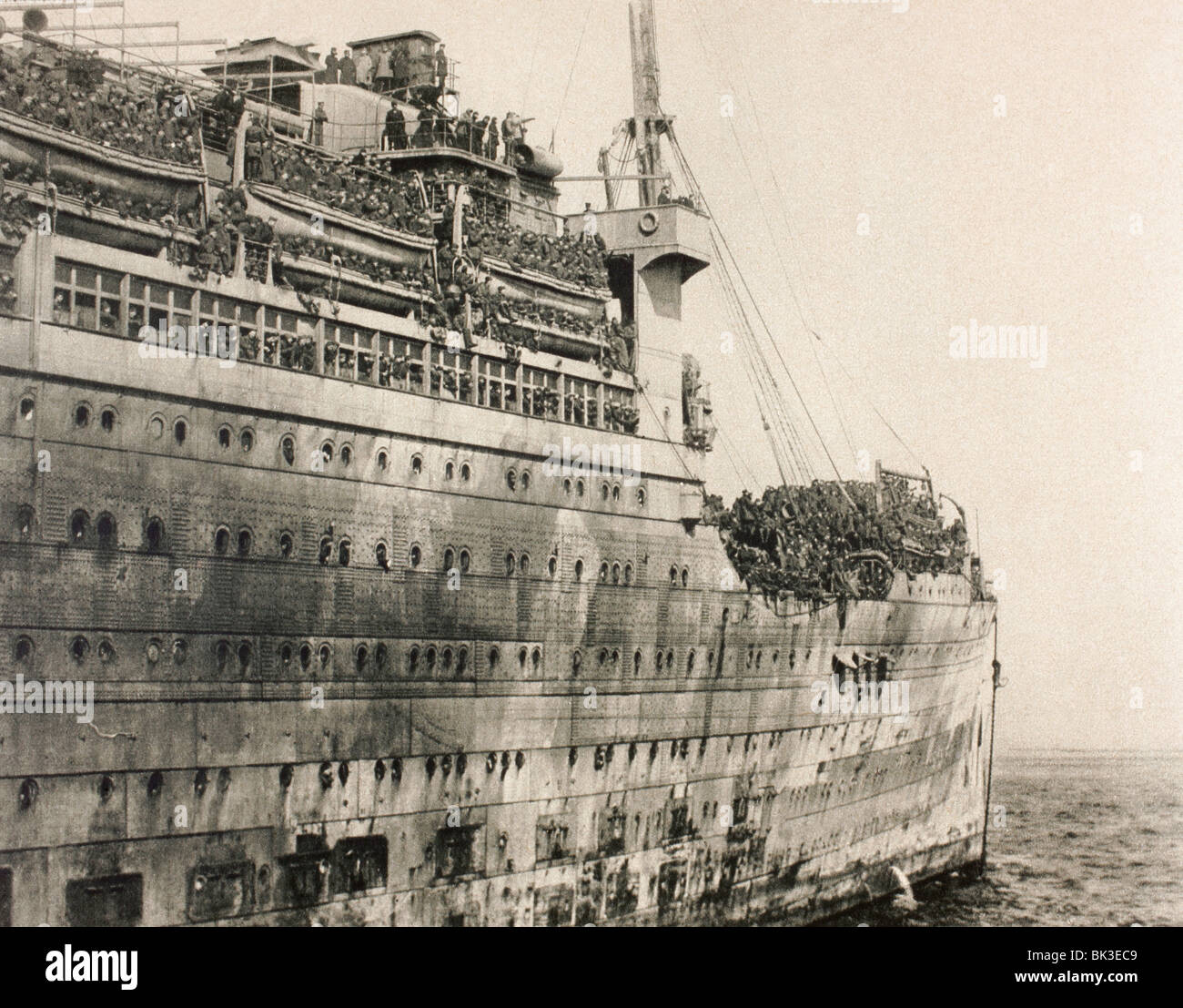 Ankunft in New York von amerikanischen Truppen Rückkehr aus Europa nach dem ersten Weltkrieg an Bord der USS Leviathan. Stockfoto