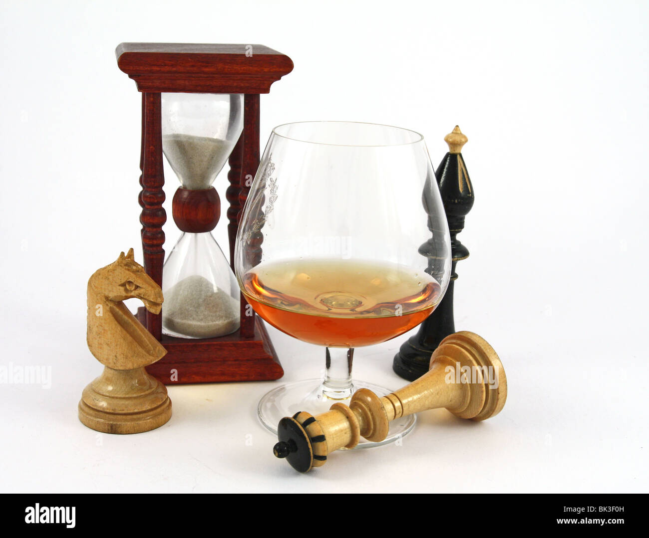 Stillleben mit Glas cognac Stockfoto