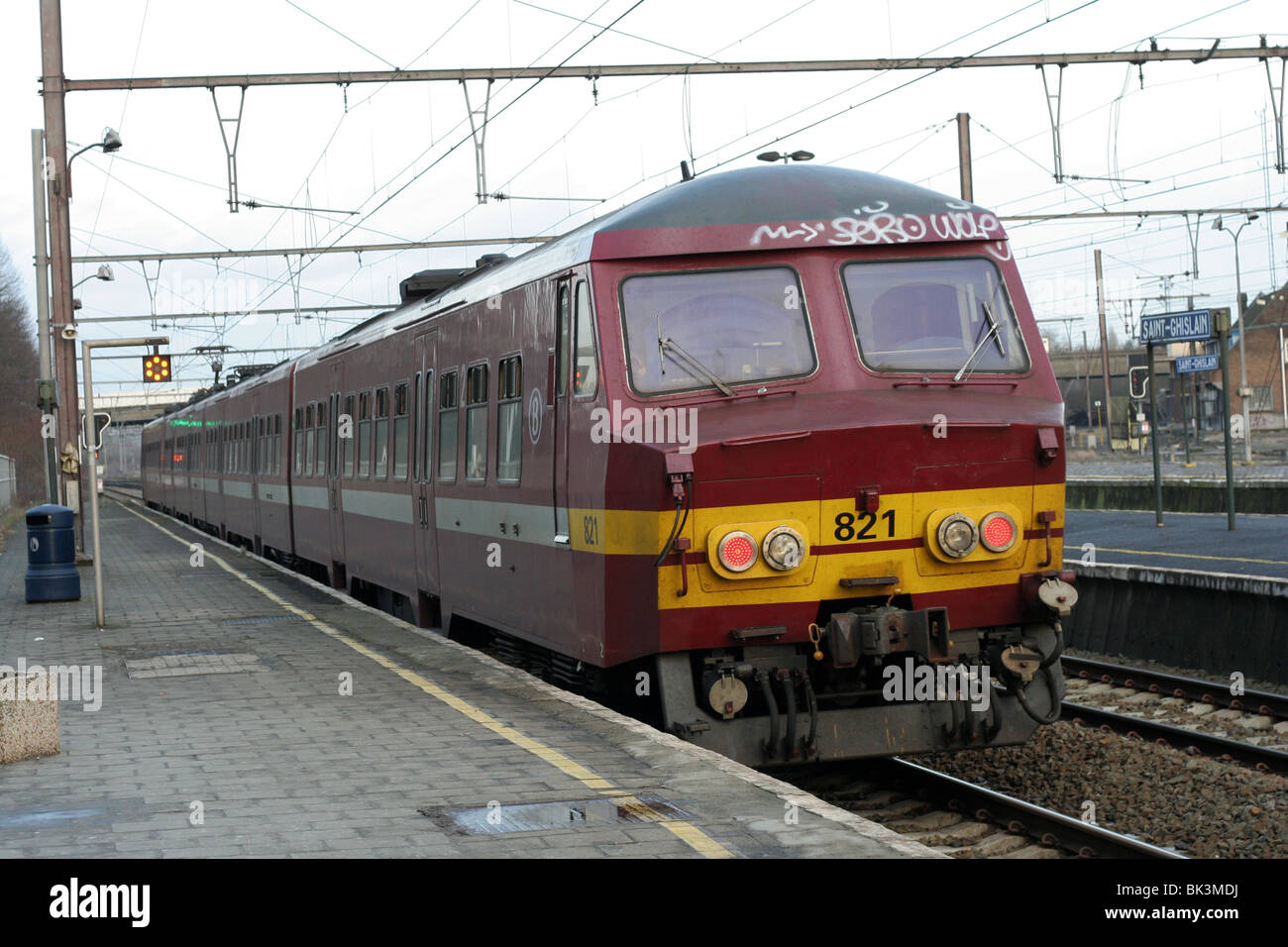 Belgische Bahn. Saint-Ghislain Bahnhof. Belgien Stockfoto