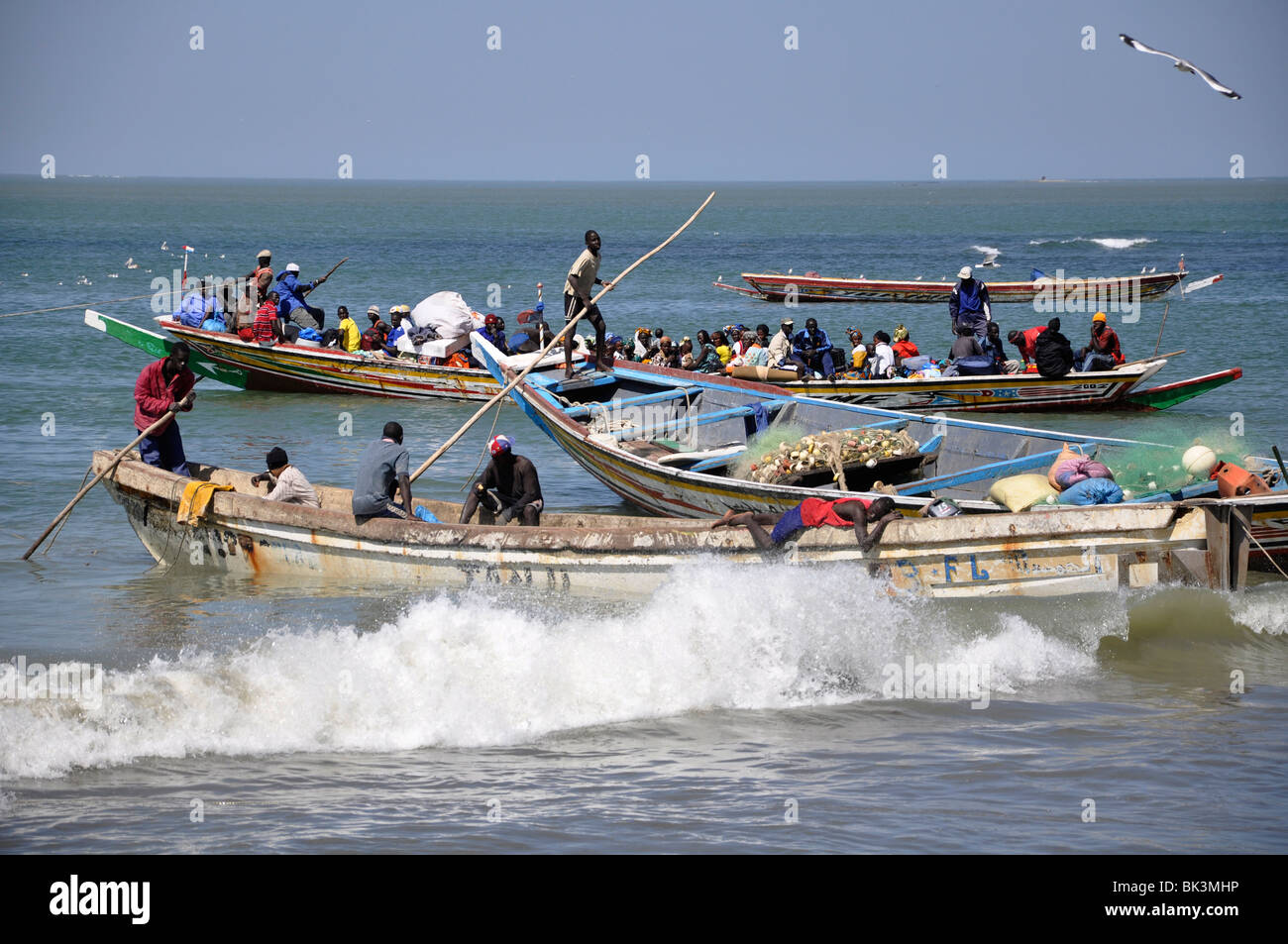 Fischerhafen in Gambia Stockfoto