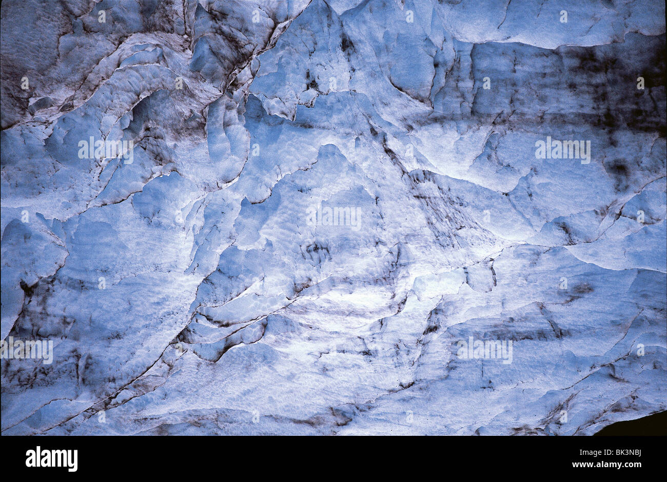 Detail von Schnee und Eis auf einem Gletscher in Alaska Stockfoto