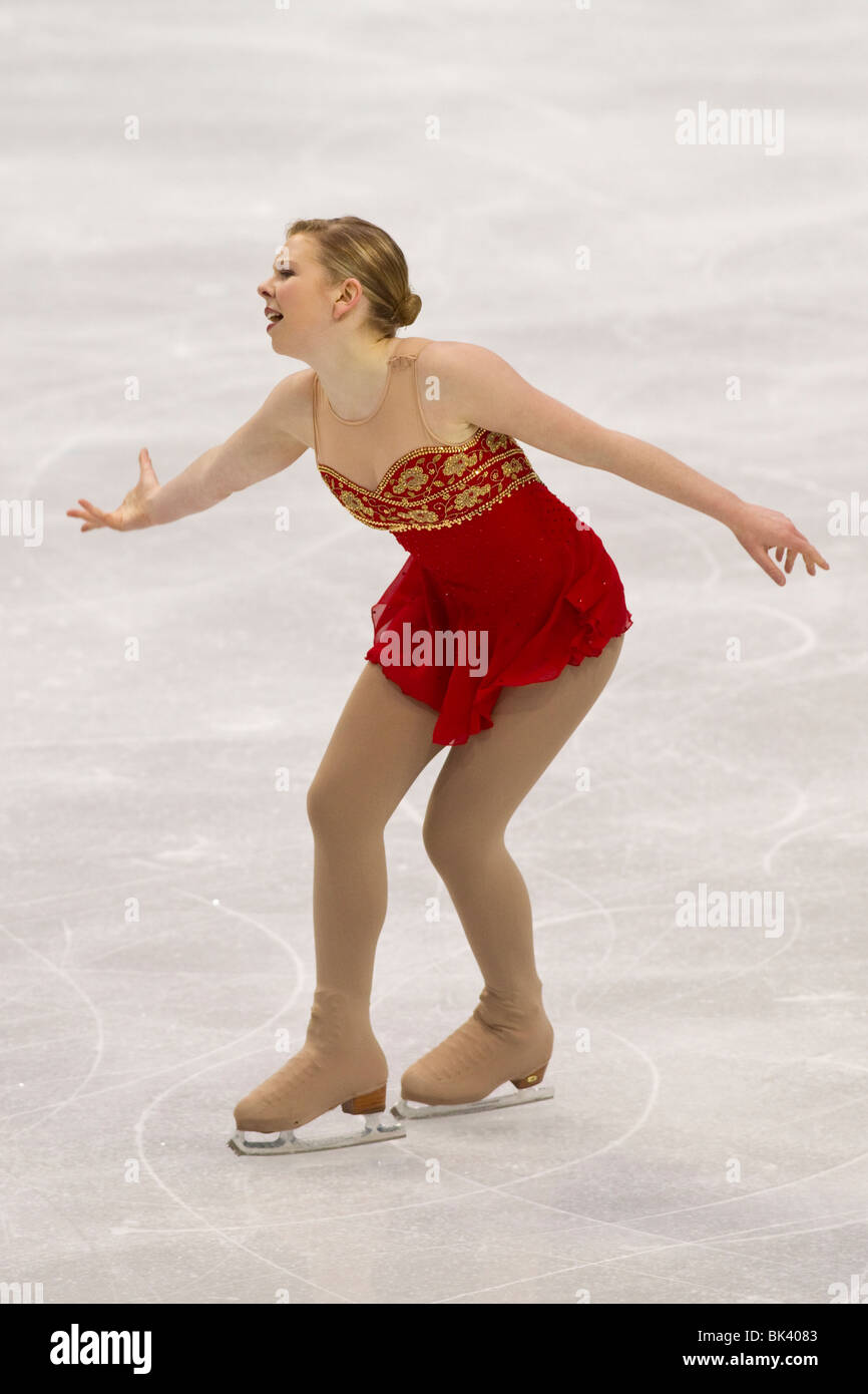 Rachael Flatt (USA) im Wettbewerb in der Eiskunstlauf Damen Kür bei den Olympischen Winterspielen 2010 Stockfoto