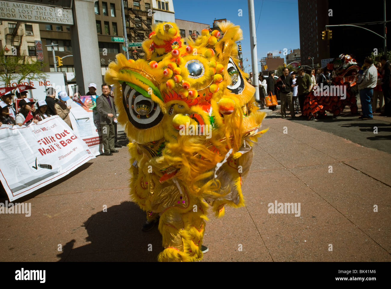 "Marschieren in das Postfach" Rallye in Chinatown in New York zur Unterstützung der Volkszählung 2010 Stockfoto