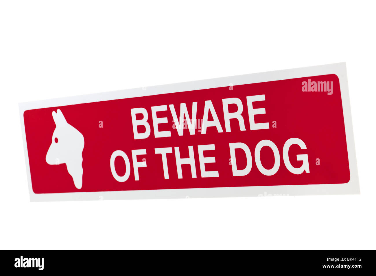 Roten Warnaufkleber Warnung vor dem Hunde Stockfoto