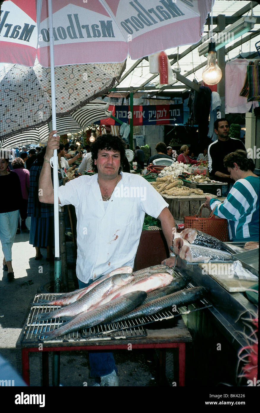 Fischmarkt in der Nähe von See Tiberias, Israel Stockfoto