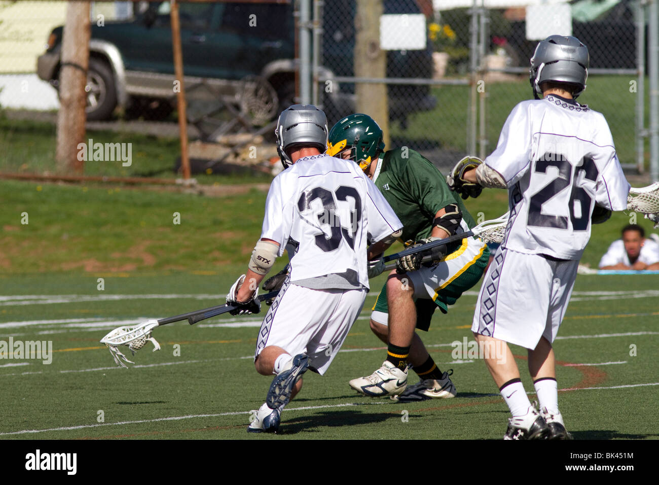 Jungen High School Lacrosse Spiel. Stockfoto