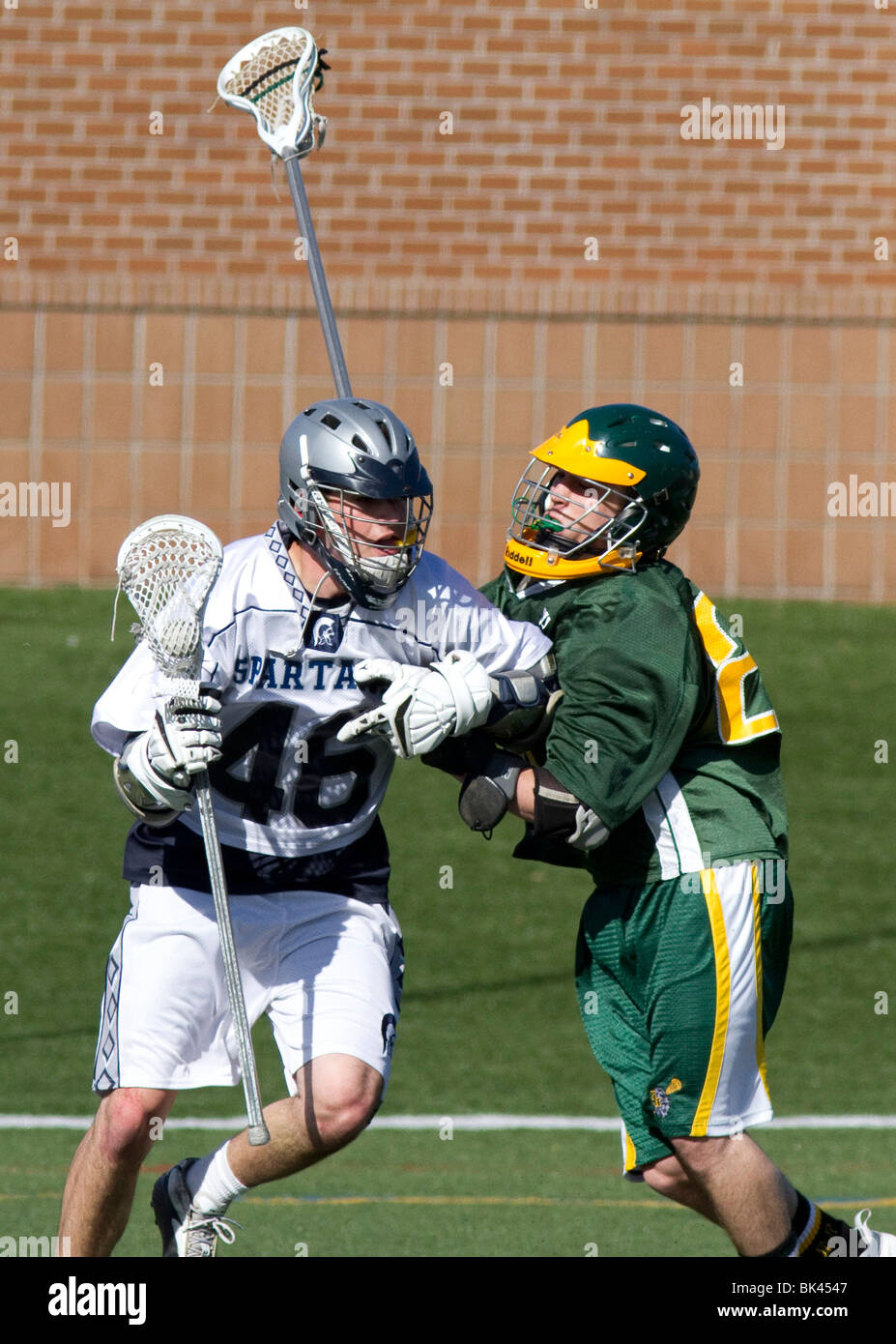 Jungen High School Lacrosse Spiel. Stockfoto